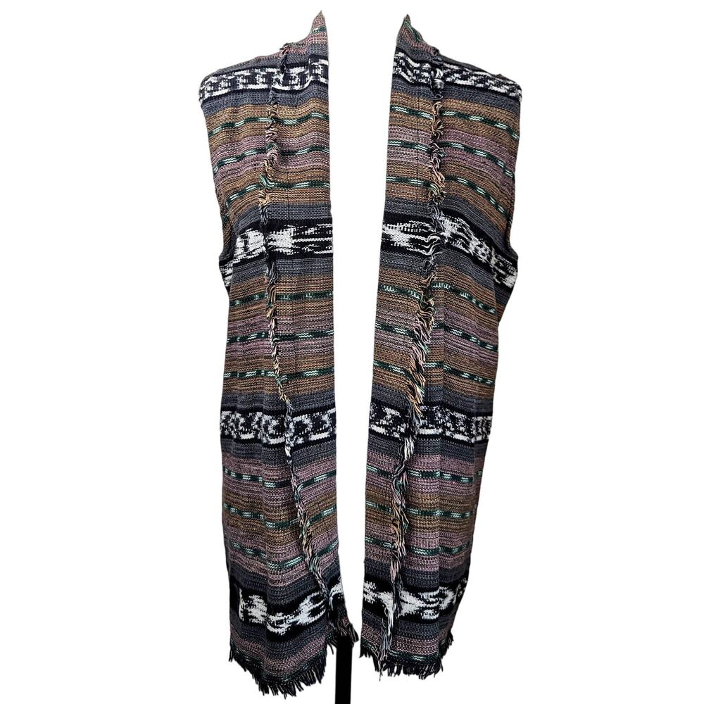 Vintage Southwestern Handmade Vest Serape Blanket Fringe Aztec Womens OS VTG